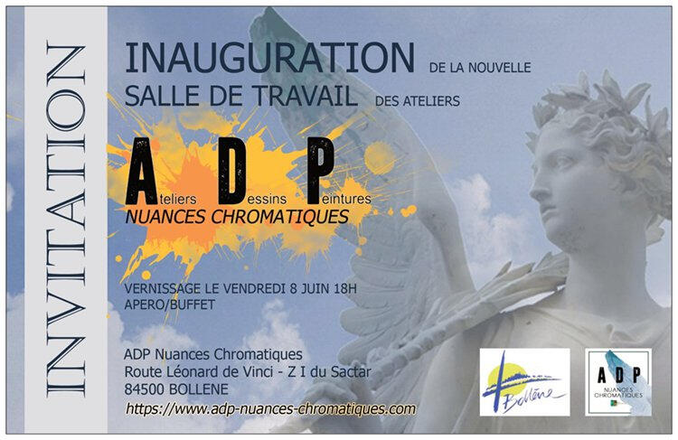 exposition vernissage bollene adp nuances chromatiques cours peinture artistes art culture mairie école d'art communes Bollène, Lamotte-du-Rhône, Intercommunalité, Saint-Martin-d'Ardèche, Bourg-Saint-Andéol, Saint-Paul-Trois-Châteaux, La Garde-Adhémar, Cl